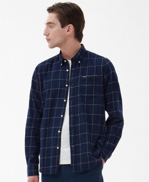 Barbour Acorn Tailored Shirt Men's Tops Navy | Australia_BAR61159