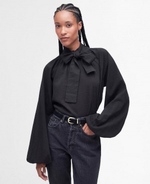 Barbour Alberta Blouse Women's Tops Black | Australia_BAR92350