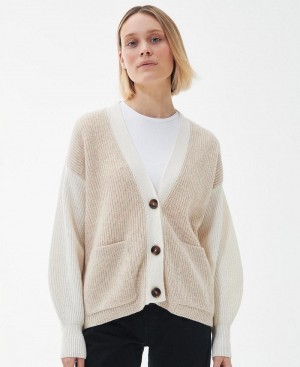 Barbour Alexandria Cardigan Women's knitwear White | Australia_BAR35229