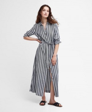 Barbour Annalise Striped Shirt Women's Dress Navy | Australia_BAR13692