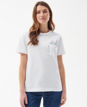Barbour Barbour Evergreen T-Shirt Women's Tops White | Australia_BAR14816