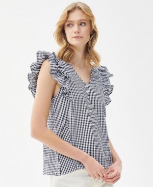 Barbour Barbour Thistle Top Women's Tops Blue | Australia_BAR74528