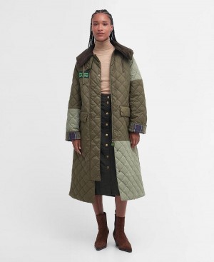 Barbour Barbour x GANNI Burghley Quilted Women's Jackets Green | Australia_BAR62547