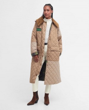 Barbour Barbour x GANNI Burghley Quilted Women's Jackets Beige | Australia_BAR30869