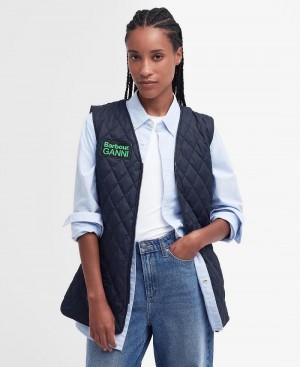 Barbour Barbour x GANNI Reversible Betty Liner Women's Jackets Navy | Australia_BAR14647