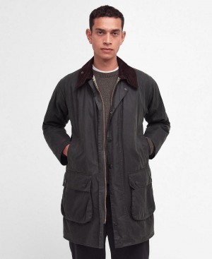 Barbour Border® Waxed Men's Jackets Olive | Australia_BAR78297