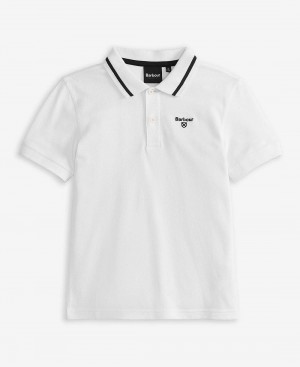 Barbour Boys' Oakside Polo Shirt Kids' Clothing White | Australia_BAR77123