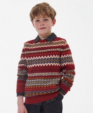 Barbour Boys Case Fairisle Jumper Kids' Clothing Red | Australia_BAR82257