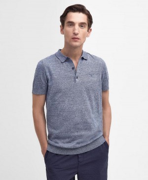 Barbour Buston Knitted Polo Shirt Men's knitwear Grey | Australia_BAR95829