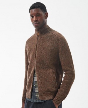 Barbour Calder Zip Through Jumper Men's knitwear Green | Australia_BAR68383