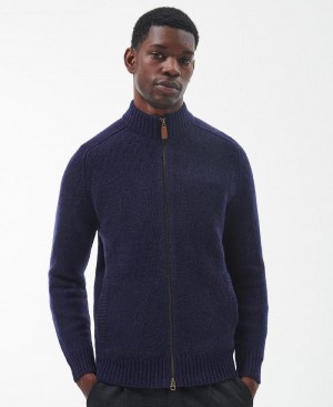Barbour Calder Zip Through Jumper Men's knitwear Navy | Australia_BAR10523