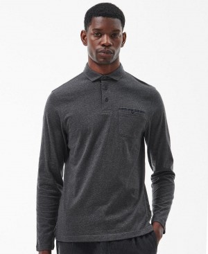 Barbour Corpatch Long Sleeve Polo Shirt Men's Tops Grey | Australia_BAR91910