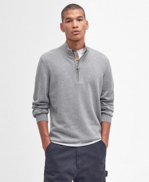 Barbour Cotton Half Zip Men's knitwear Grey | Australia_BAR55014