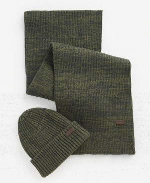 Barbour Crimdon Beanie & Gift Set Men's Scarves Green | Australia_BAR30593