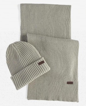 Barbour Crimdon Beanie & Gift Set Men's Scarves Grey | Australia_BAR86995