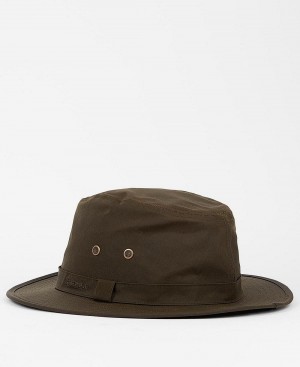 Barbour Dawson Wax Safari Men's Hat Olive | Australia_BAR47433