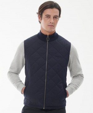 Barbour Essential Box Quilt Gilet Men's knitwear Navy | Australia_BAR23085
