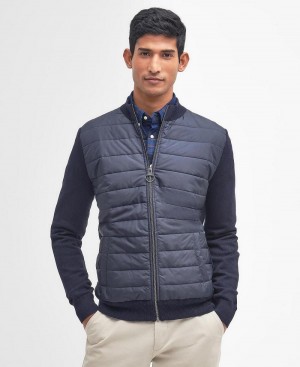 Barbour Essential Carn Baffle Zip Through Jumper Men's knitwear Blue | Australia_BAR69796