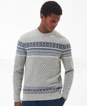 Barbour Essential Fairisle Sweatshirt Men's knitwear Grey | Australia_BAR58692