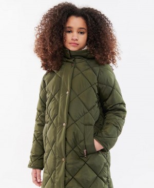 Barbour Girls Sandyford Quilted Jacket Kids' Clothing Olive | Australia_BAR39132