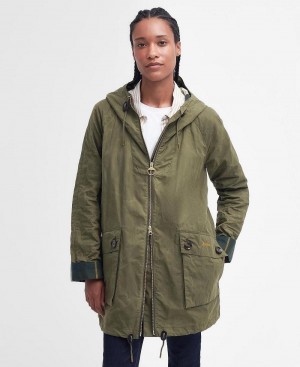 Barbour Keldy Showerproof Parka Women's Jackets Olive | Australia_BAR63109