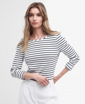 Barbour Langton Striped T-Shirt Women's Tops Stripes | Australia_BAR63589
