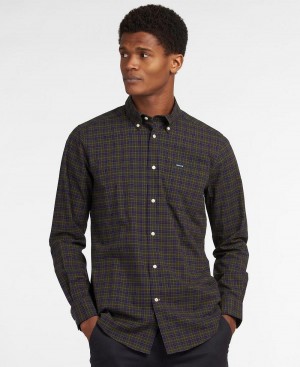 Barbour Lomond Tailored Fit Shirt Men's Tops Black | Australia_BAR47106