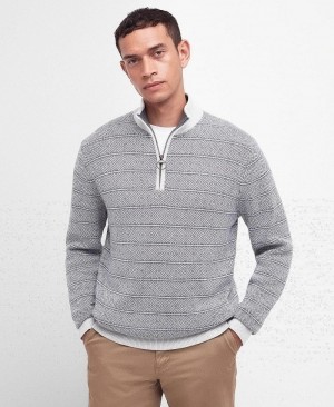 Barbour Mitford Half-Zip Jumper Men's knitwear White | Australia_BAR84038