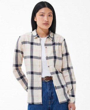 Barbour Moorland Shirt Women's Tops White | Australia_BAR25464
