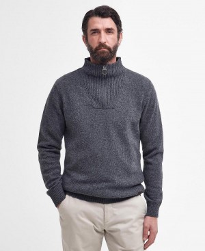 Barbour Nelson Essential Half Zip Sweatshirt Men's knitwear Grey | Australia_BAR22389