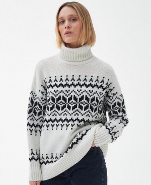 Barbour Patrisse Jumper Women's knitwear White | Australia_BAR50280