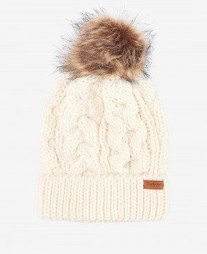 Barbour Penshaw Cable-Knit Women's Hat White | Australia_BAR32731
