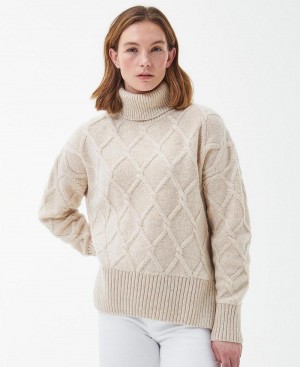 Barbour Perch Jumper Women's knitwear Beige | Australia_BAR59822