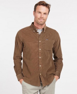Barbour Ramsey Tailored Fit Shirt Men's Tops Brown | Australia_BAR21961