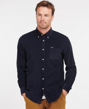 Barbour Ramsey Tailored Fit Shirt Men's Tops Navy | Australia_BAR83011