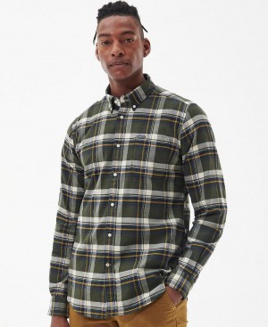 Barbour Shieldton Tailored Shirt Men's Tops Green | Australia_BAR31544