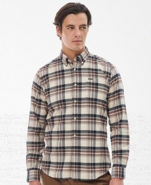 Barbour Shieldton Tailored Shirt Men's Tops Beige | Australia_BAR87767