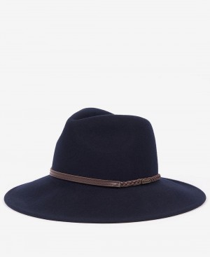 Barbour Tack Fedora Women's Hat Blue | Australia_BAR41401
