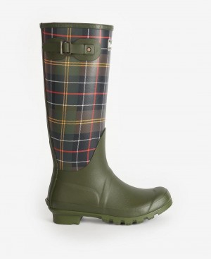 Barbour Tartan Bede Women's Wellingtons Olive | Australia_BAR64849