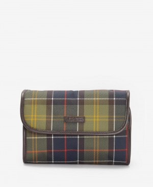 Barbour Tartan Hanging Washbag Men's Bag Olive | Australia_BAR96304