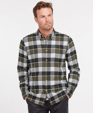 Barbour Valley Tailored Fit Shirt Men's Tops Olive | Australia_BAR86044