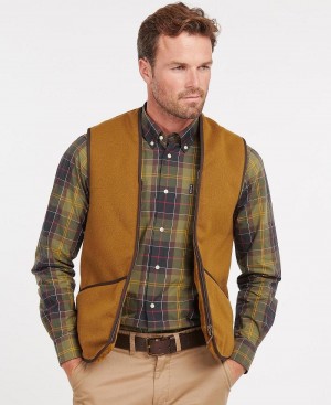 Barbour Warm Pile Waistcoat/Zip-In Liner Men's Liner / Hood Brown | Australia_BAR95601