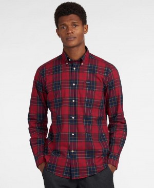 Barbour Wetheram Tailored Fit Shirt Men's Tops Red | Australia_BAR19265